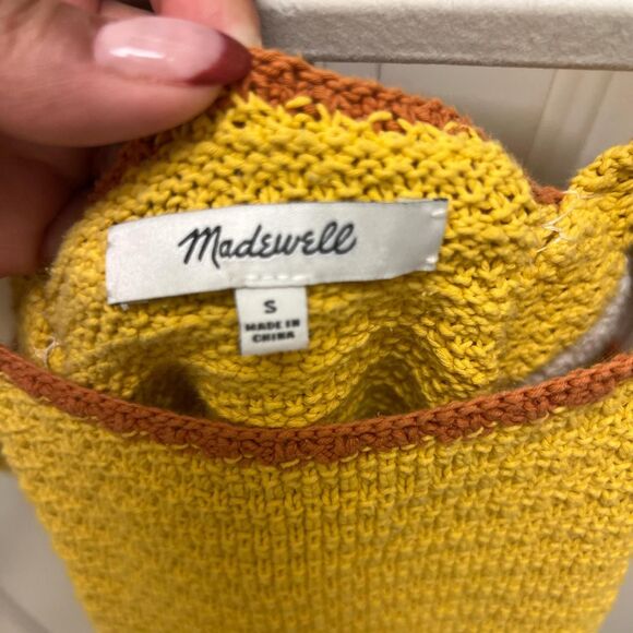 Madewell Mustard Yellow Sweater Knitted Crop Top Knitwear Sz S - Picture 3 of 4